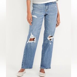 Old Navy Women's OG Loose Ripped Straight Leg Jeans